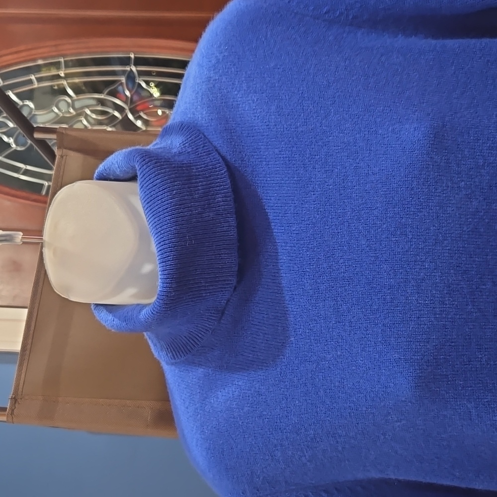 Charter Club Royal Blue 100% Cashmere Turtleneck Sweater, XL - Picture 3 of 7